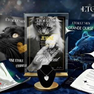Baptême d’étoile chat décédé – Coffret « À jamais près de moi »