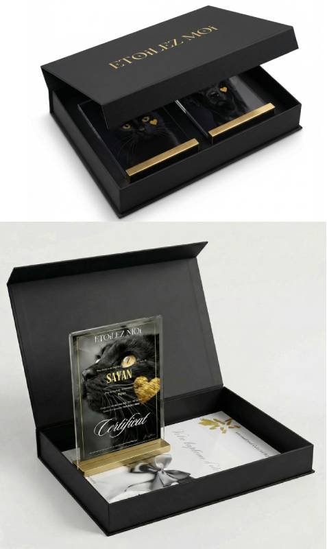 Coffret de bapteme d'etoile pour le deuil d'un chat