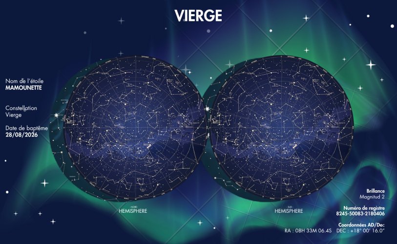 Carte du ciel représentant les constellations de la voûte céleste