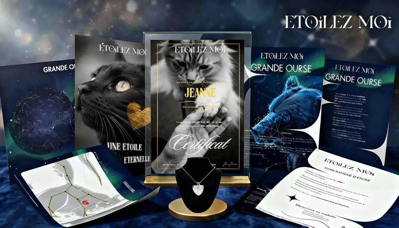 Coffret de baptême d’étoile en hommage à un chien ou un chat disparu