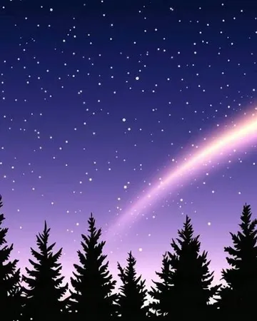 Étoile filante au-dessus d’une forêt de sapins